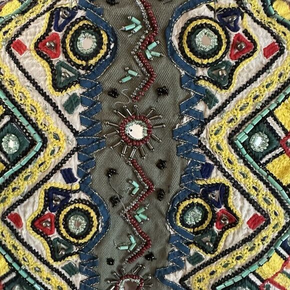 ZARA Womens Embroidered Pom Pom Jacket Size XS Military Tassel Boho Festival - Picture 4 of 8